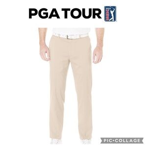 PGA Tour men Ultimate flat front golf pants light beige size 34x32 NWT